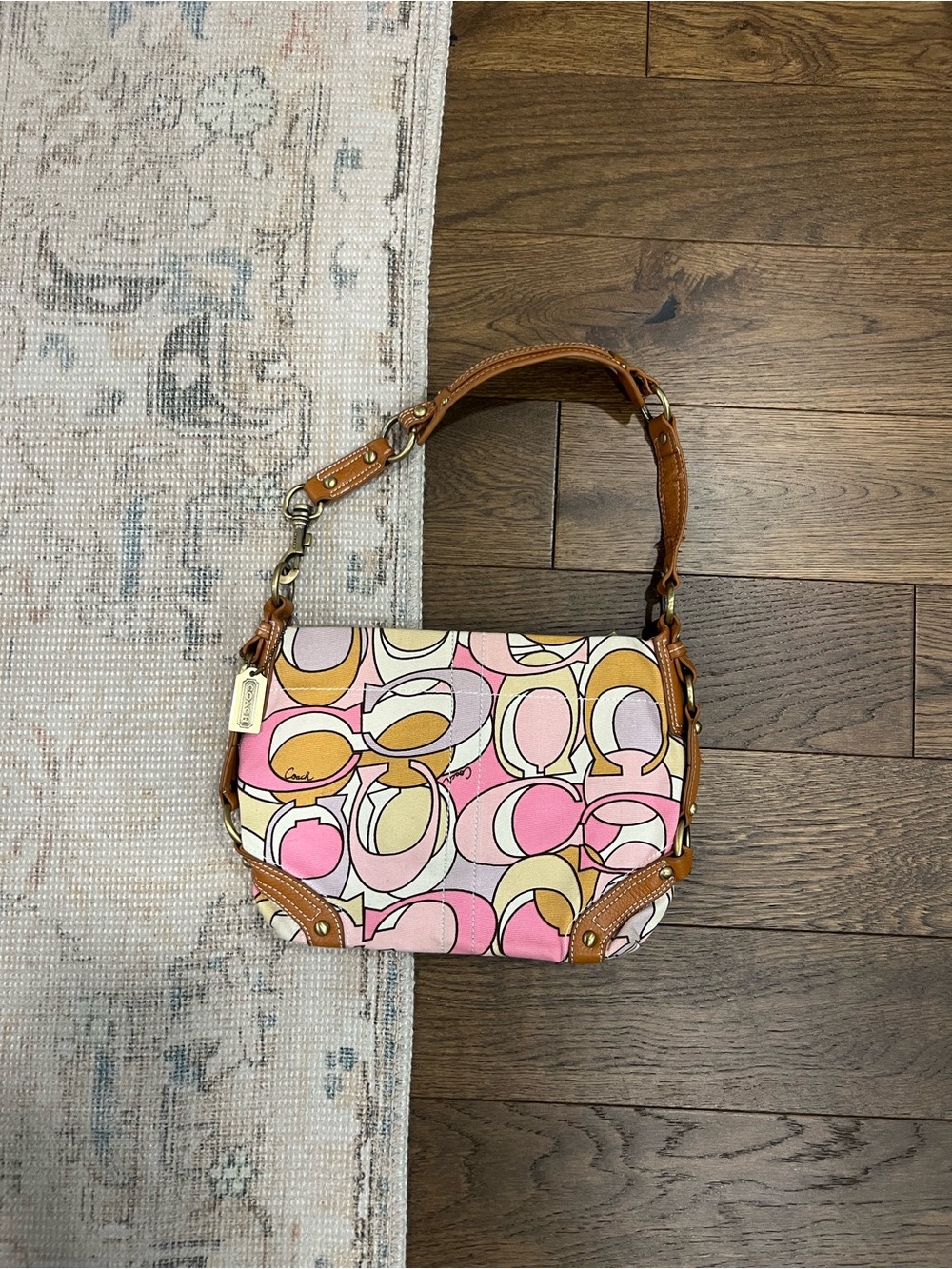 Vintage Y2K Coach Pink Optic Signature Soho Hobo Shoulder Bag